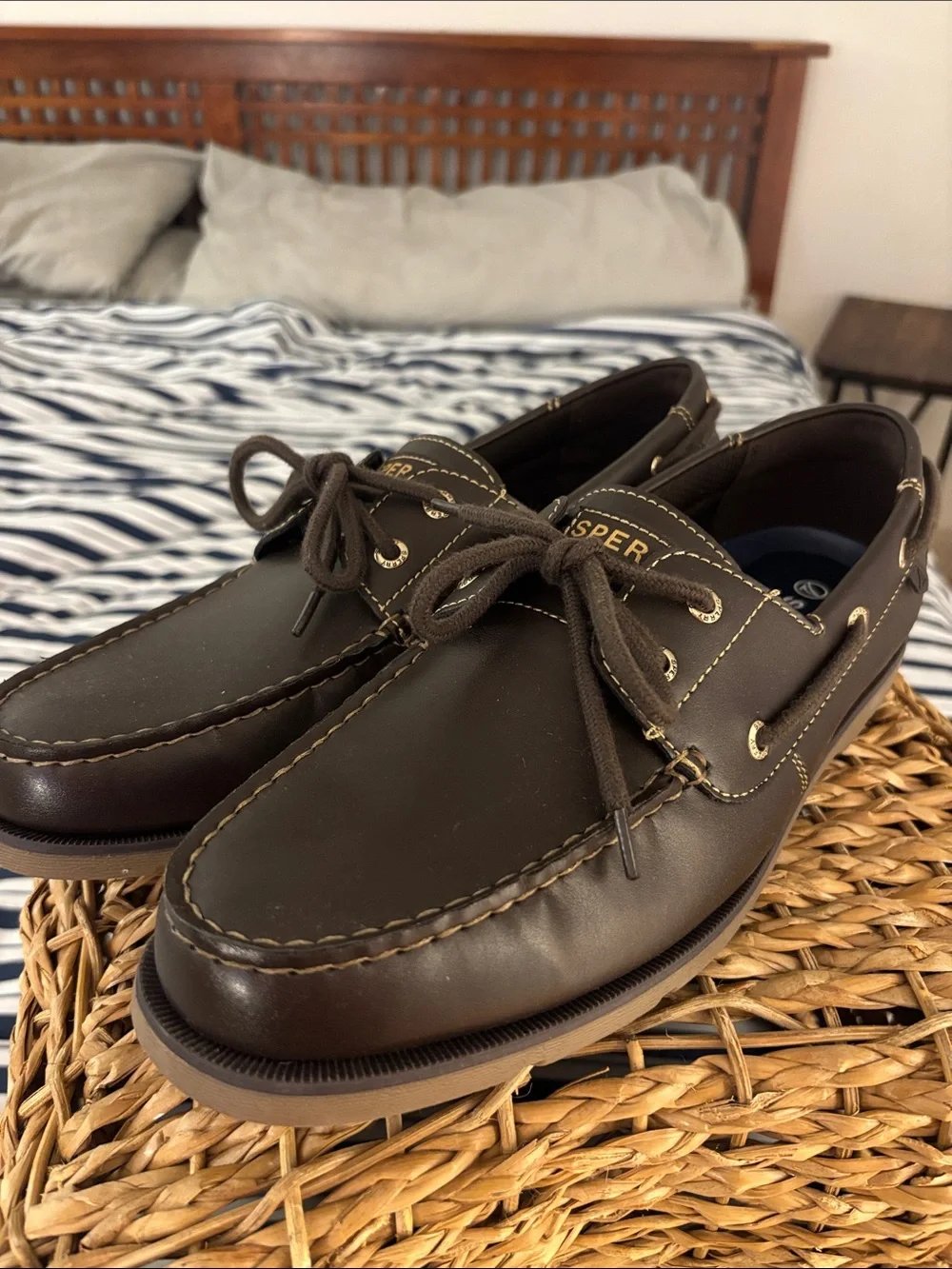 Sperry Men’s Dark Brown Leather Lace-Up Boat Shoes